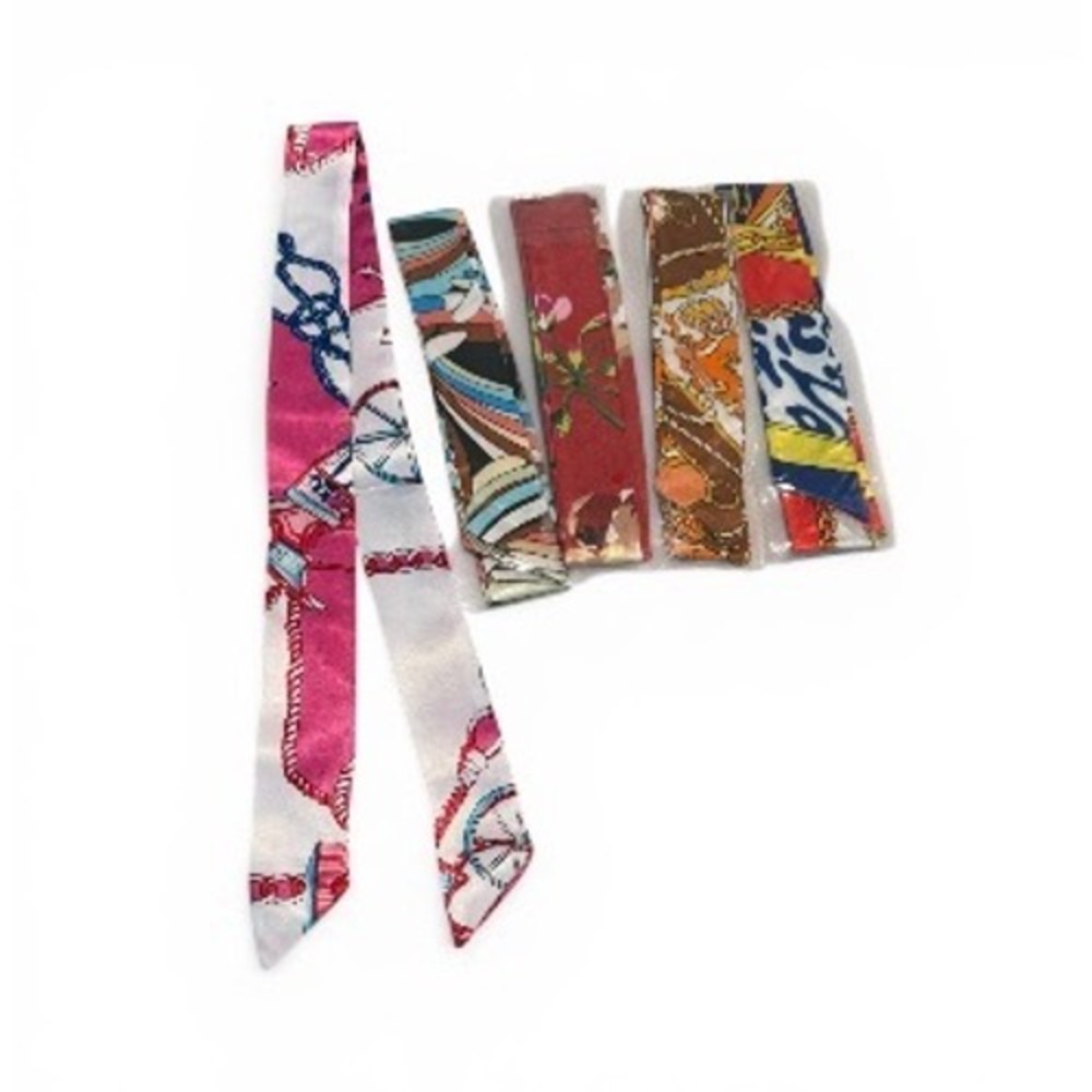 Lot of 5 Skinny Satin Twilly Bag Wrap Hair Ribbon hat tie